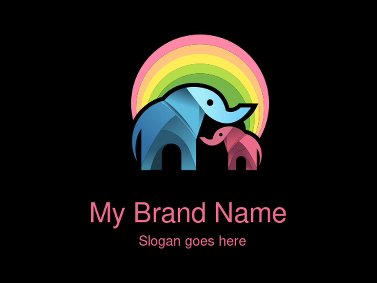 Cheerful Rainbow Elephant Family Logo Design for Eco-Friendly and Family-Oriented Brands